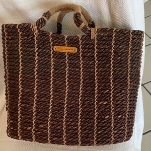 Tommy Bahama Dark Brown and Tan Woven Tote